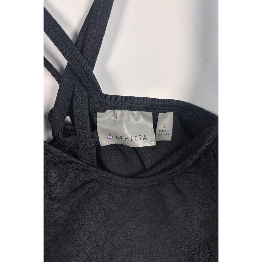 Athleta Womens(2)Bundle Strappy Back Tank Top Built-In Bra Black Gray Size L - Picture 2 of 7